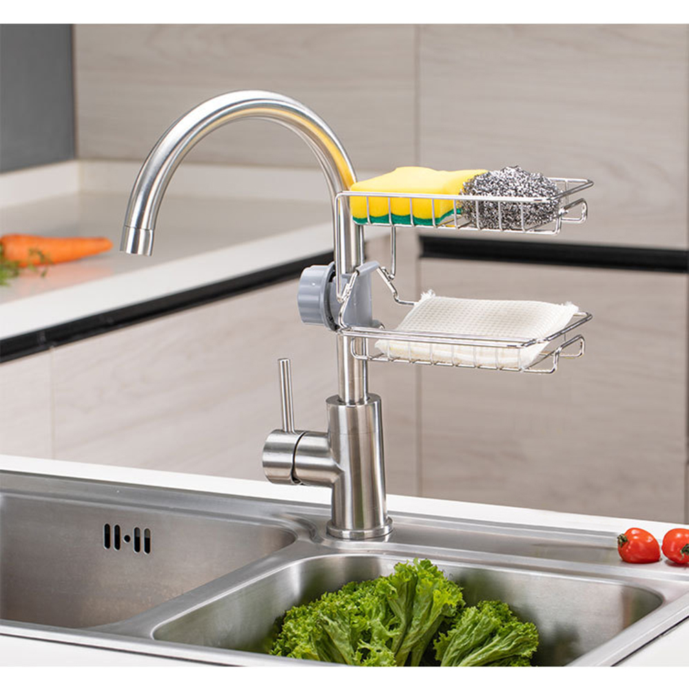 Moobody 2 Layer Rack Stainless Steel Hollow Ventilation Drainage Free Punching Kitchen Sink Storage Rack Walmart Com Walmart Com