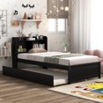 thumbnail image 2 of Jopath Twin Size Bed Frame with Trundle and Bookcase, Platform Bed Frame with Pull Out Trundle Bed, Wooden Twin Bed Frame with Storage Shelves, for Boys,Girls Espresso, 2 of 5