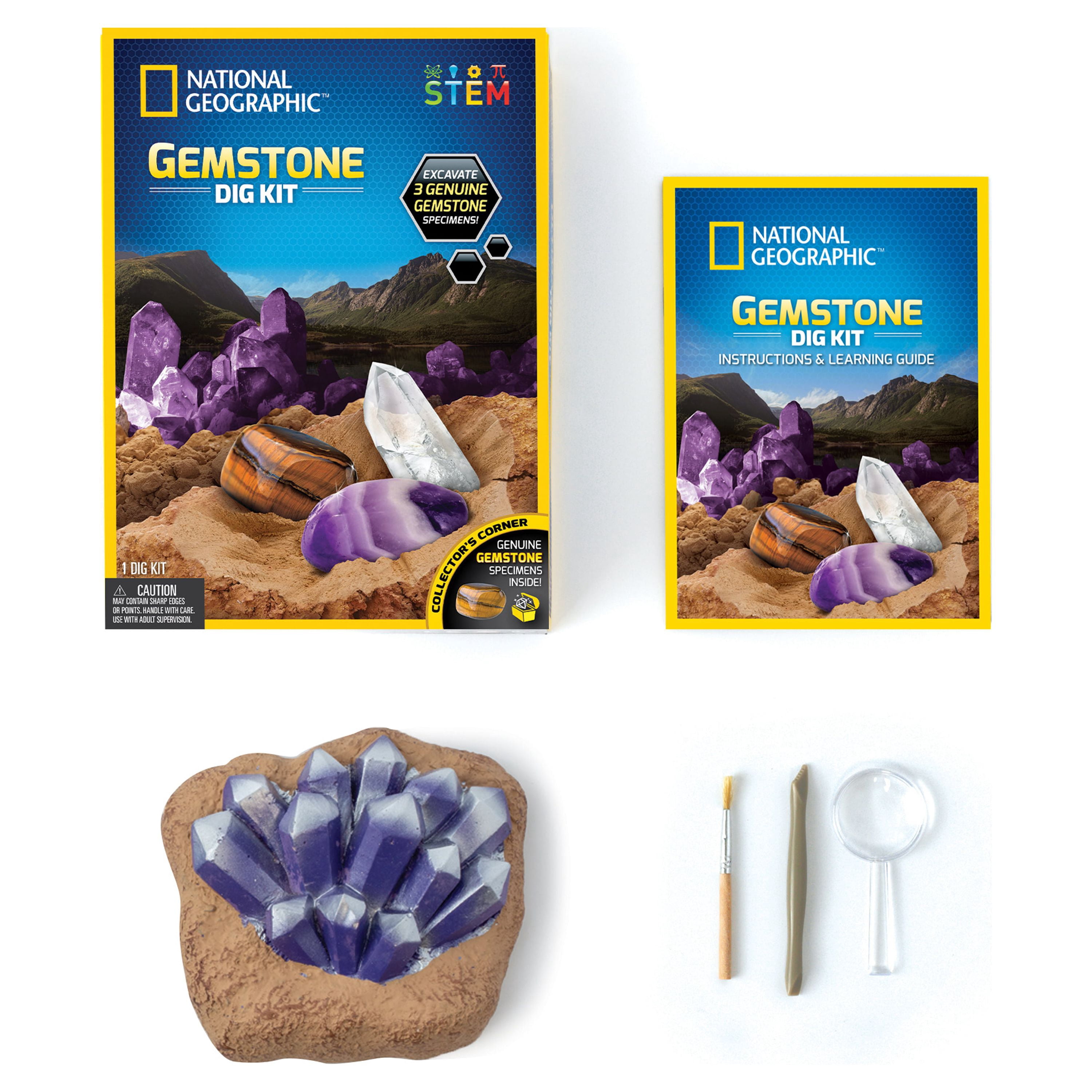 National Geographic Gemstone Dig Kit, Unisex, with 0.73 lb weight, 7.24 x 2.37 x 10.00 inches