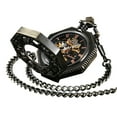 thumbnail image 4 of ShoppeWatch Men’s Pocket Watch with Chain | Hand Winding Mechanical Pocket Watch | Steampunk Octagon Pocketwatch PW-221, 4 of 6