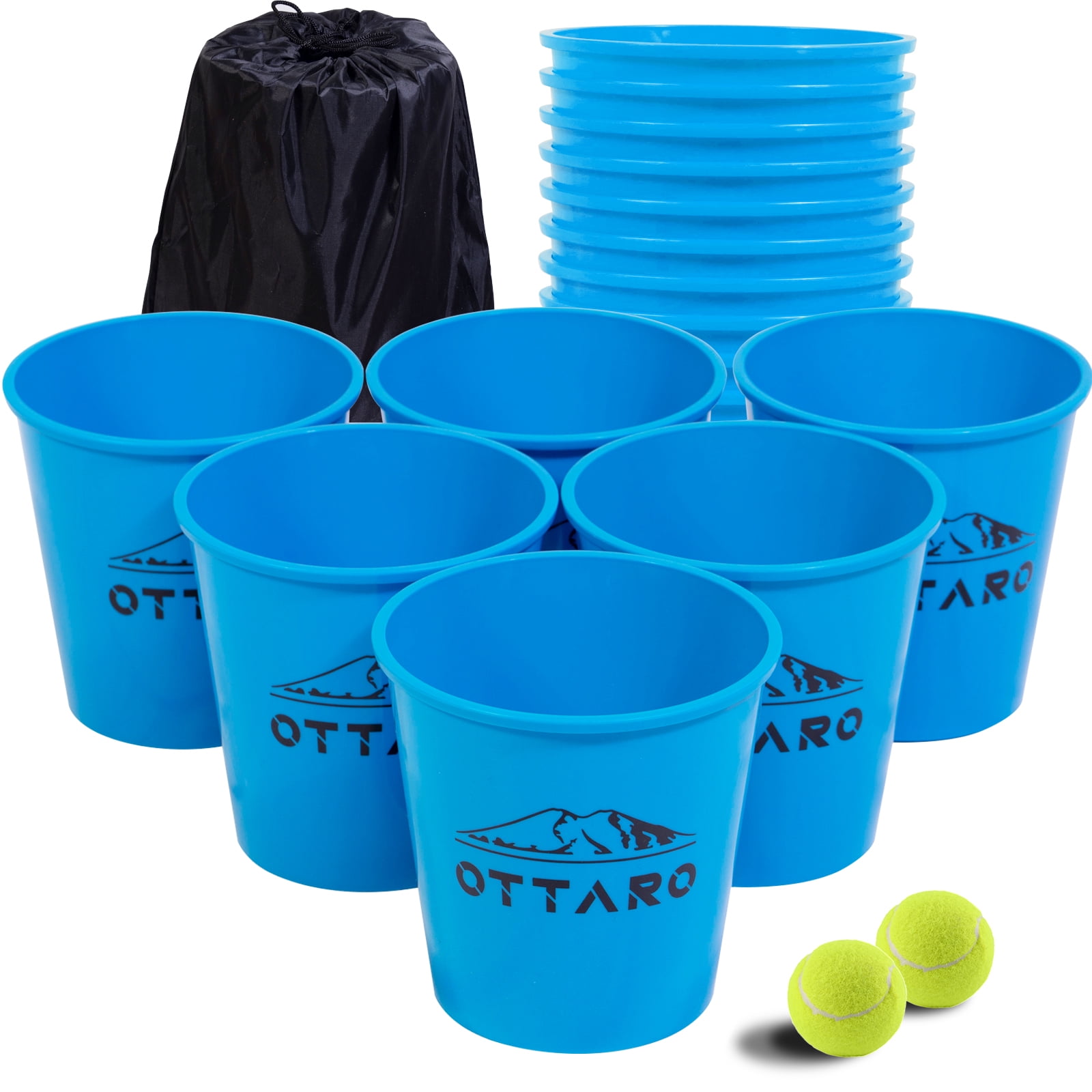 OTTARO Outdoor Games Giant Yard Pong Game Set with 12 Buckets, 2 Balls