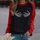 thumbnail image 2 of Moda mujer primavera otoño Color a juego manga larga cuello redondo suelto Casual camisetas Pompotops gfhjh18689, 2 of 5
