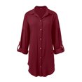 thumbnail image 4 of Robe d'Été pour Femmes Manches Courtes Poche Irrégulière Robe Chemise avec Poches, 4 of 5