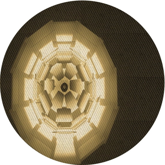 Ahgly Company Indoor Round Patterned Caramel Brown Area Rugs, 8' Round