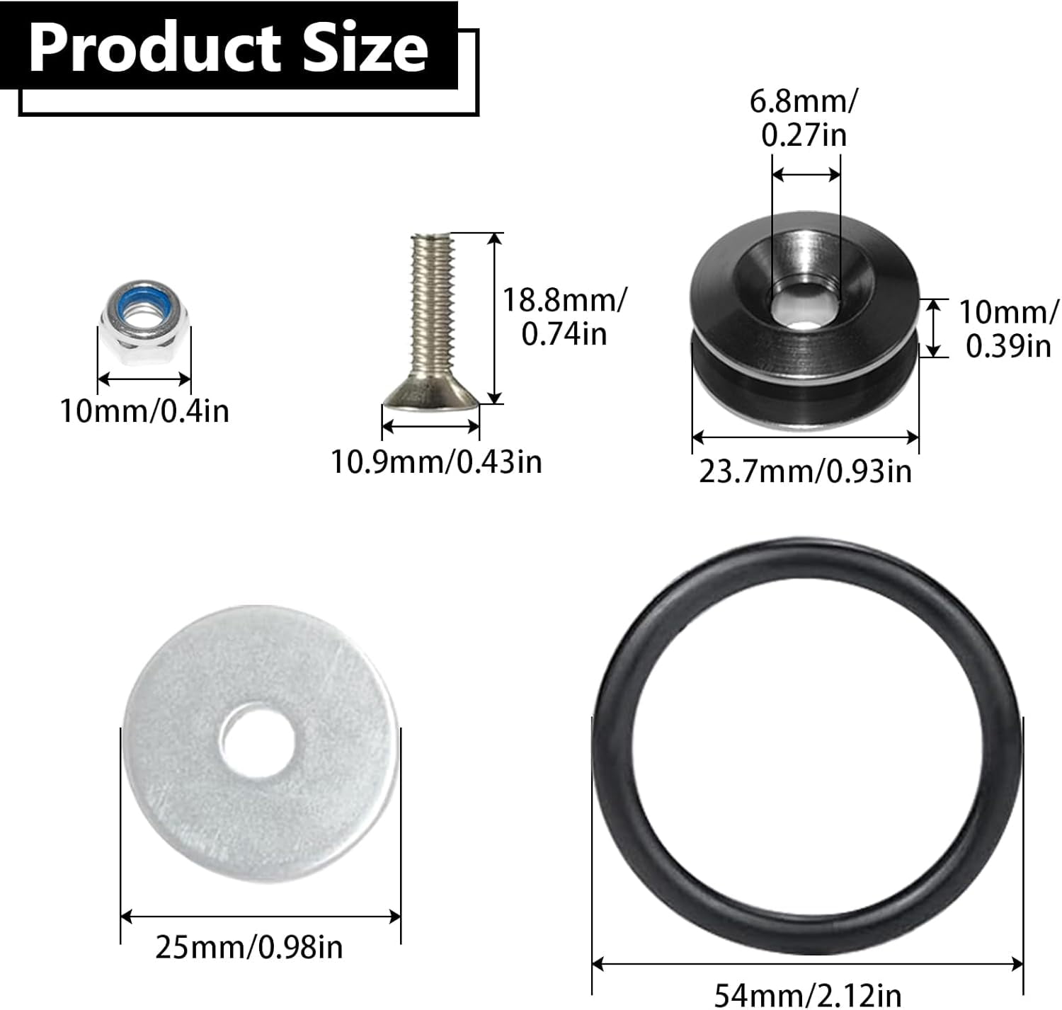 Universal Bumper Clips Front Rear Quick Release Kit Holders for Cars (4 Black Tabs and 12 Customized O-Rings)