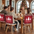 thumbnail image 5 of Merry Christmas Chair Covers Set of 4 Xmas Tree Poinsettia Berry Pinecone Red Chair Back Covers Stretch Removable Washable Slipcovers Protector for Dining Room Kitchen Party Decor, 5 of 5