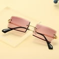 thumbnail image 4 of Rectangle Rimless Sunglasses for Men Women Vintage Retro Square Gold Metal Frameless Glasses Tinted Lens, 4 of 5