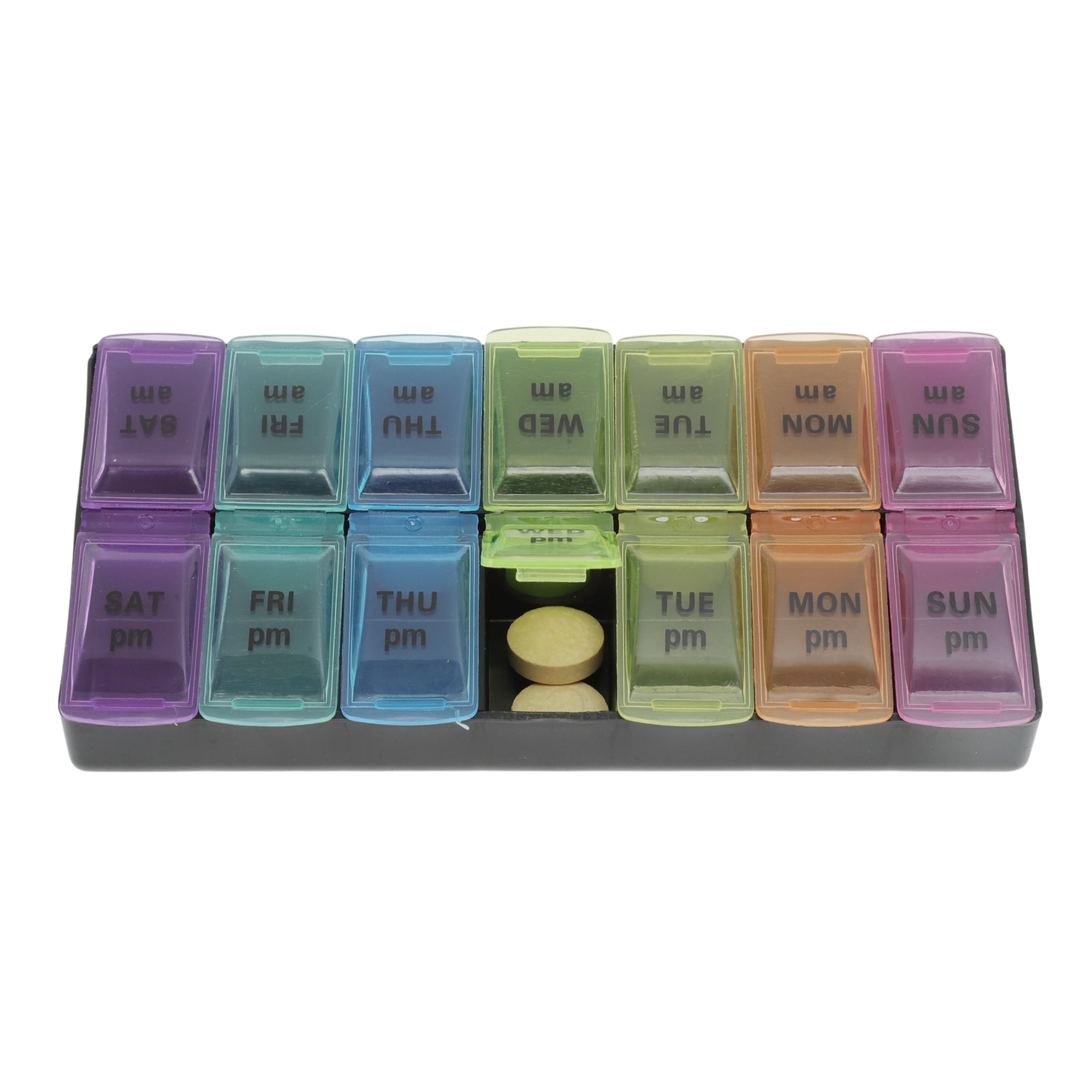 Unique Bargains 14 Grid Durable Design Double Row Pill Case 1 Pc Small