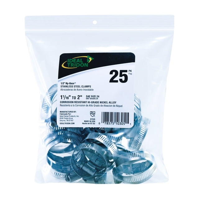 Abrazaderas de manguera IDEAL Tridon de acero inoxidable de 1 pulgada