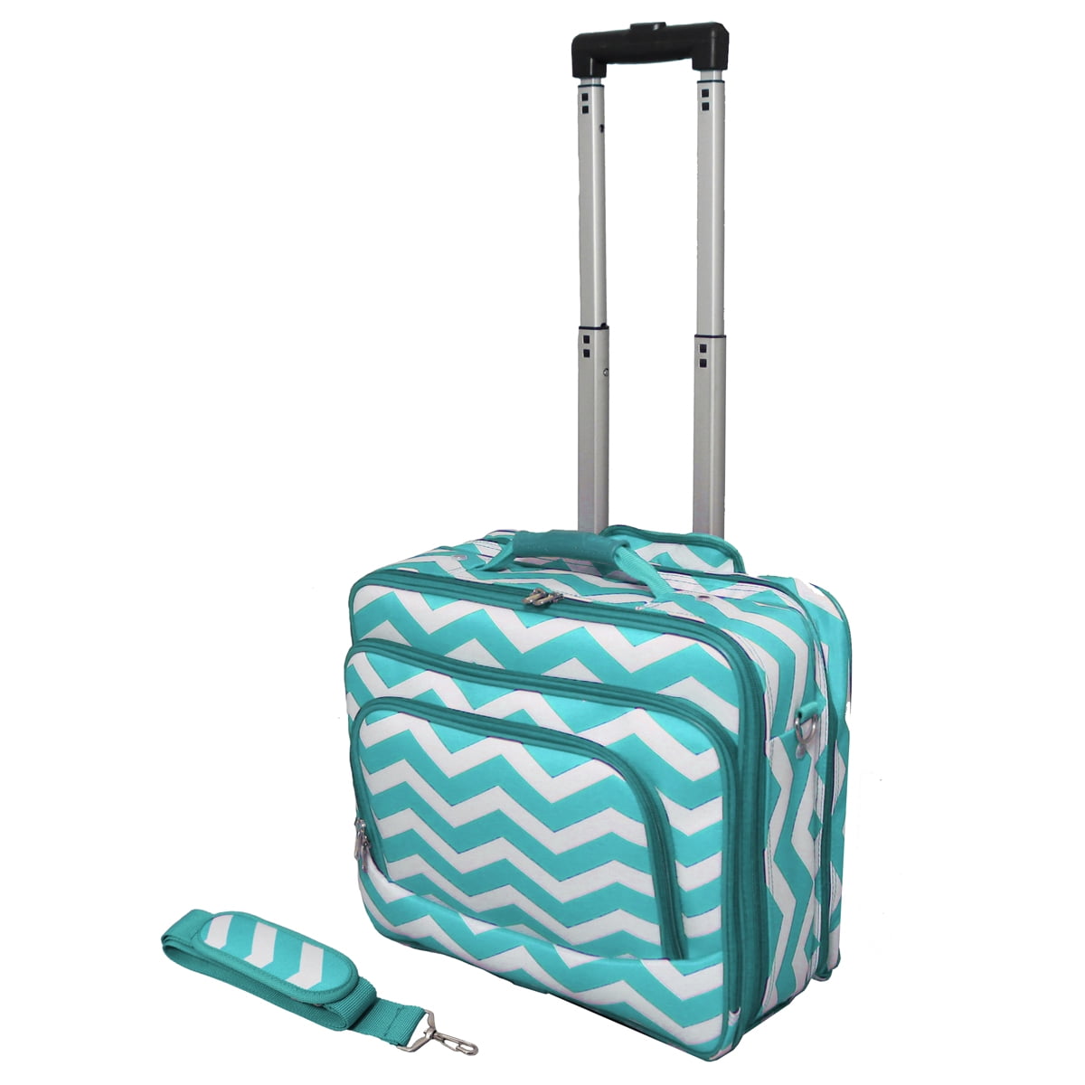 AllSeasons ZigZag Print Women's Rolling 17" Laptop Case Turquoise