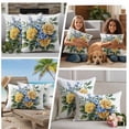 thumbnail image 5 of Yellow Blue Floral Leaves Outdoor Waterproof Pillow Covers, Garden Flowers Botanical Decorative Square Throw Pillowcase Sofa Cushion Sham for Patio/Couch/Chair, 24"x24" 2 Pack, 5 of 8