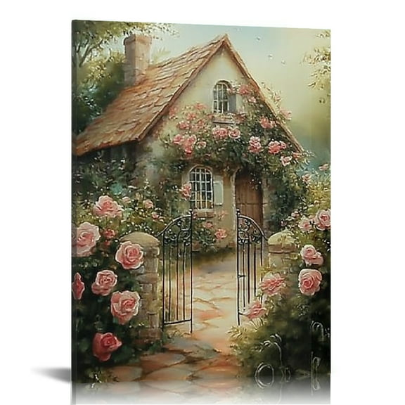 GooTPa Vintage English Garden Canvas Wall Art, Canvas Prints Wall Art for Living Room Bathroom Bedroom Office, Art Print Painting for Home Decorations - 12x16in