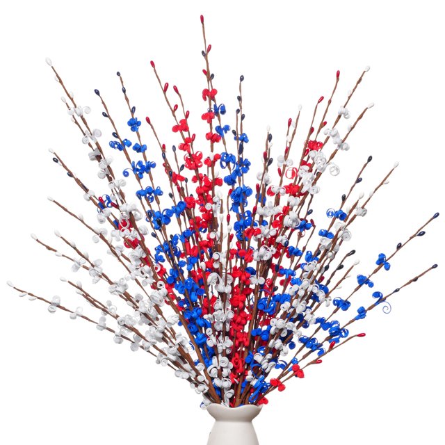 Flores artificiales de jazmín Wootkey, 10 unidades, 74 cm, patrióticas