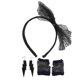 thumbnail image 1 of 80\'s Lace Headband Neon Earrings Fingerless Fishnet Gloves for 80\'s Party(Black), 1 of 3