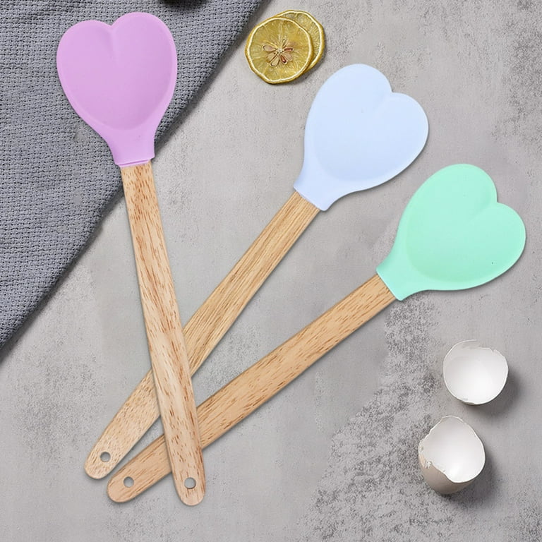 Soup Spoon Hanging Hole Silicone Mixing Spoon Solid Color Heart
