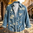 thumbnail image 4 of Men's 70s Retro Floral Long Sleeve Shirt Bohemian Loose Casual Hippie Top Vacation Holiday Travel Blouse, 4 of 5