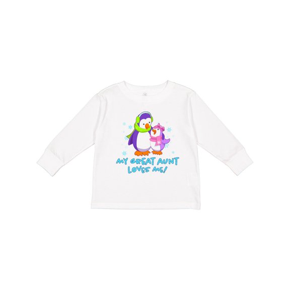 Inktastic My Great Aunt Loves Me Cute Penguins Girls Long Sleeve Toddler T-Shirt