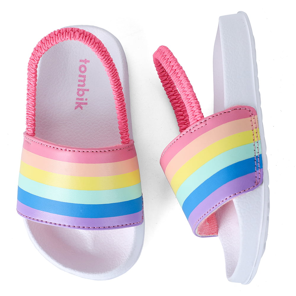 Girls Boys Stripe Beach Sliders Slip on Sandals Unisex Shoes Child Sizes 13 to 6 