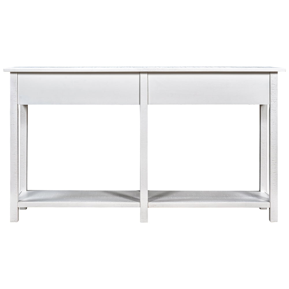 Lowestbest Rustic Brushed Texture Entryway Table, Console Table with Drawer and Bottom Shelf, for Living Room(Ivory White) Lowestbest Rustic Brushed Texture Entryway Table, Console Table with Drawer and Bottom Shelf, for Living Room(Ivory White)