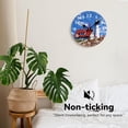 thumbnail image 5 of Wall Clock, Brown Wooden Board Silent Non Ticking Battery Operated Round Decorative Indoor Outdoor Clocks for Living Room Kitchen Bedroom Bathroom Patio 12", 5 of 6