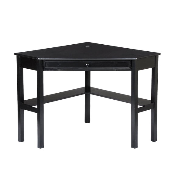 SEI Furniture Alexander Corner Computer Desk in Painted Black