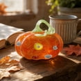 thumbnail image 7 of Hand Blown Glass Pumpkin, Multicolor Swirl Art Glass Figurine for Thanksgiving Tabletop Centerpiece, Halloween Ornament, Fall Harvest Home Decor Accent, 7 of 7