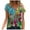 Blue, variant on ICHUANYI Womens Plus Size Short Sleeve T Shirt Floral Printed V Neck Tee T-Shirt