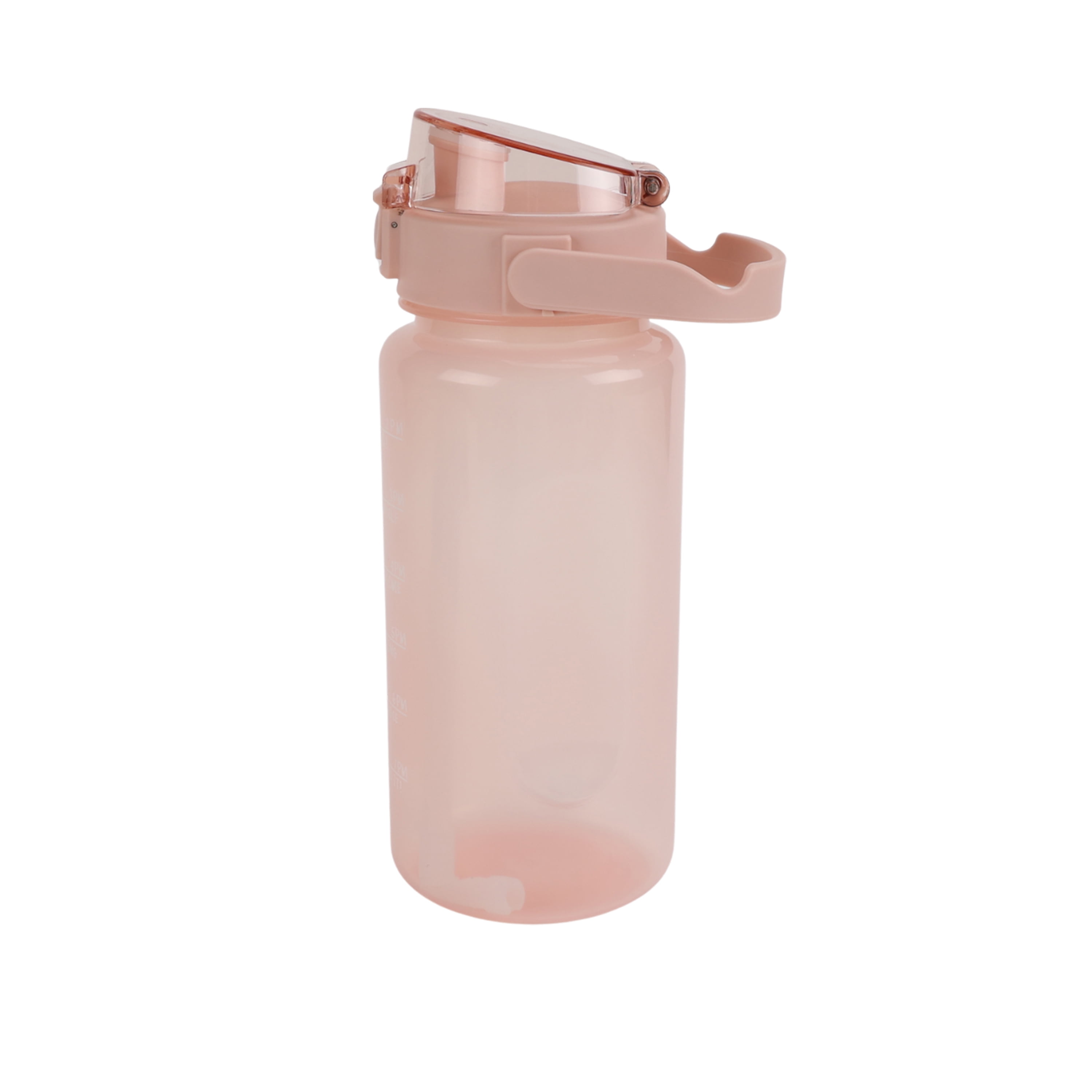 Mainstays 48 Ounce Plastic Water Bottle with Milestone Markings, Pink