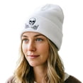 thumbnail image 6 of SYMOID Skull Embroidered Cuffed Knit White Beanie - Gothic Winter Hat for Unisex Hats,Size Free Size, 6 of 6