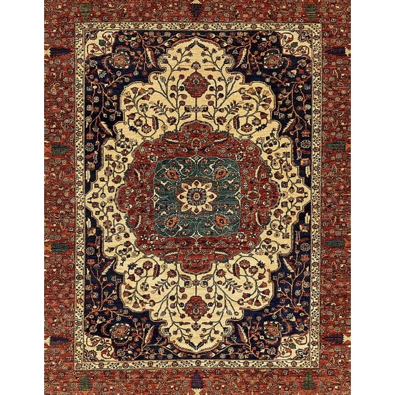 Ahgly Company Indoor Rectangle Abstract Red Abstract Area Rugs, 5' x 7'