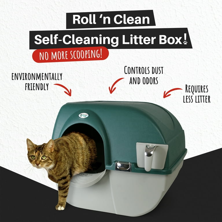 Omega Paw Premium Roll N Clean Blue Plastic Self-cleaning Sifting Litter Box  in the Litter Boxes department at