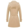 thumbnail image 2 of Chrisuno Women Double Breasted Pea Coat Winter Mid-Long Trench Coat Belt Khaki S, 2 of 4