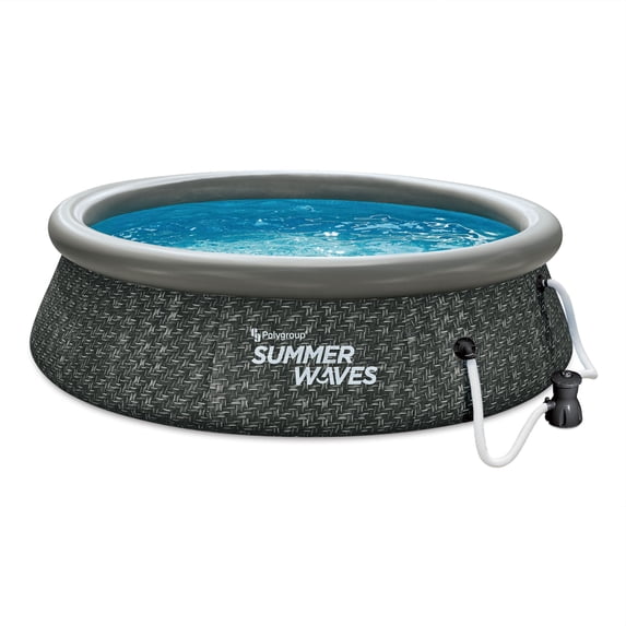 (Open Box) Funsicle Quickset 10’ x 30” Round Inflatable Top Ring Above Ground Swimming Pool Set
