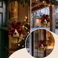 thumbnail image 5 of Christmas Bell Door Hanger, 14.6 Inch Buffalo Plaid Metal Jingle Bell Decor with Bow, Pine Branches and Red Berries, Vintage Farmhouse Hanging Christmas Decoration for Door, Wreath and Mantel, 5 of 7