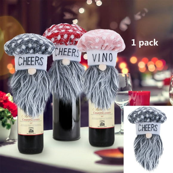 Pudcoco Christmas Gnome Wine Bottle Sweater, 5 Inch Wine Bottle Topper Cap for Gift Party Decor