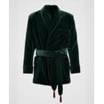 thumbnail image 2 of Men Smoking Green Velvet Double Breasted Dinner Party Wear Shawl Collar Belted Jacket&nbsp;, 2 of 4