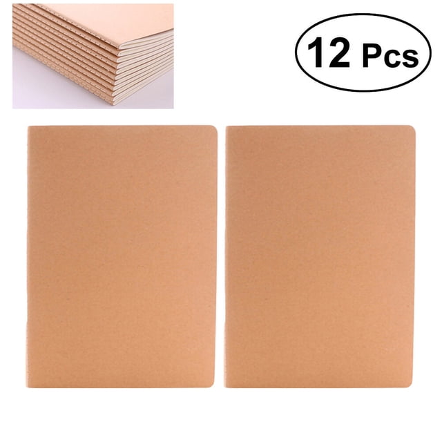 Shisuyan 12Pcs Notebooks Brown Blank Pages Blank Cover Journals