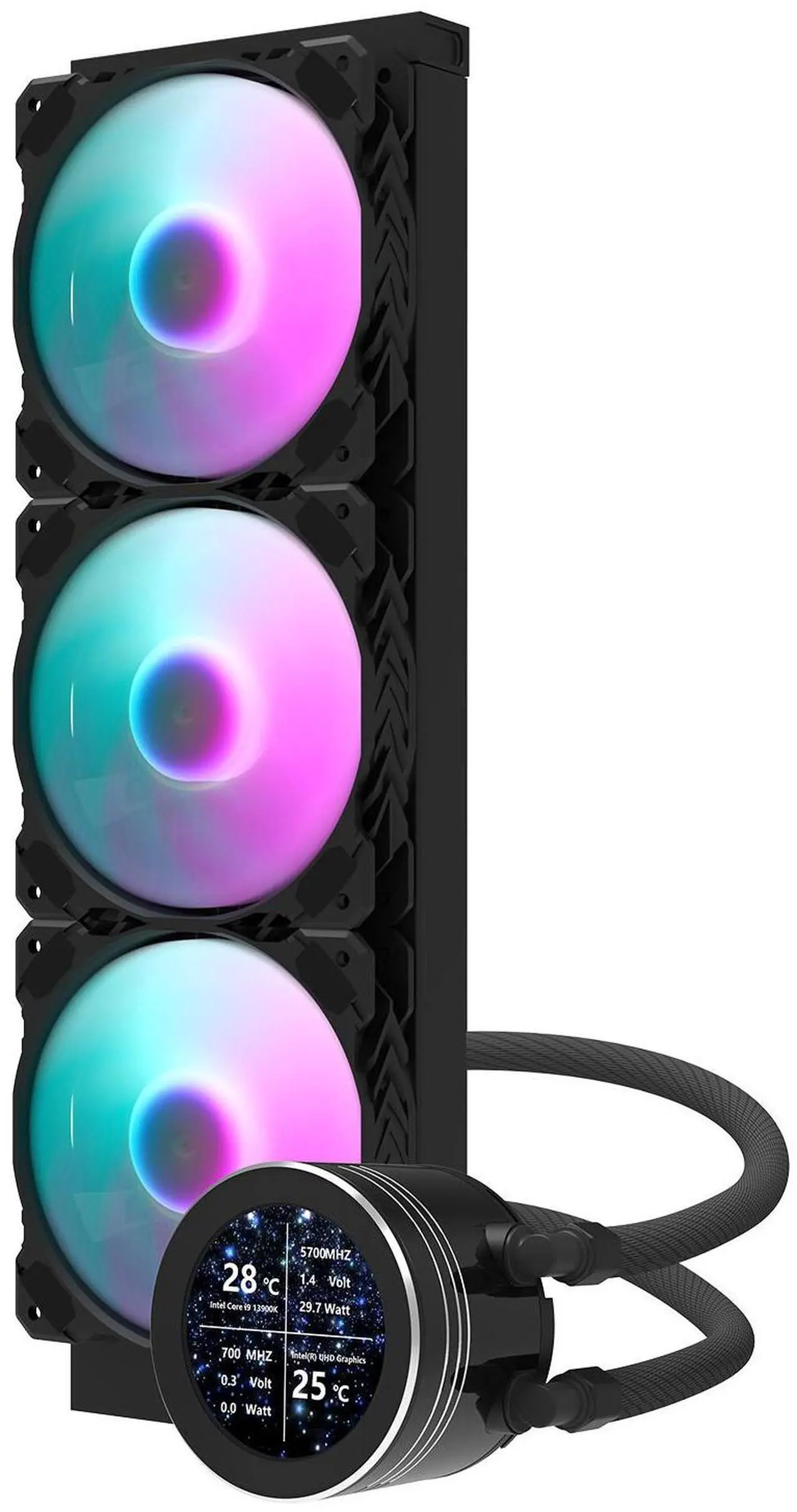 darkFlash DF-DN360D-BK  AIO CPU Liquid Cooler ARGB, PWM Fans, Compatible with Intel 1851/1700, AMD AM4/AM5 - Black