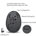 thumbnail image 3 of Ratón Óptico Vertical Ergonómico Recargable de Modo Dual USB 2.4G Inalámbrico + Bluetooth para Computadora Portátil Gris, 3 of 5