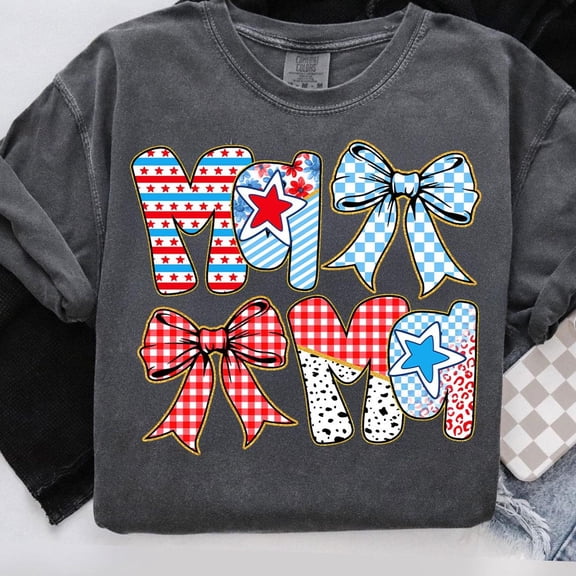 4th of July Mama Tshirt, Preppy Patriotic Coquette Shirt, Red White Blue Tshirt, Memorial Day Mom Tshirt, USA Summer Graphic