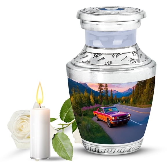 JAGASY Car Urn Small Keepsake - Tiny Decorative Red Car Urns for Adult Human Ashes Brother - Medium Size Urns for Female Ashes - Miniature Mountain Urn for Cremation - 3 Inch