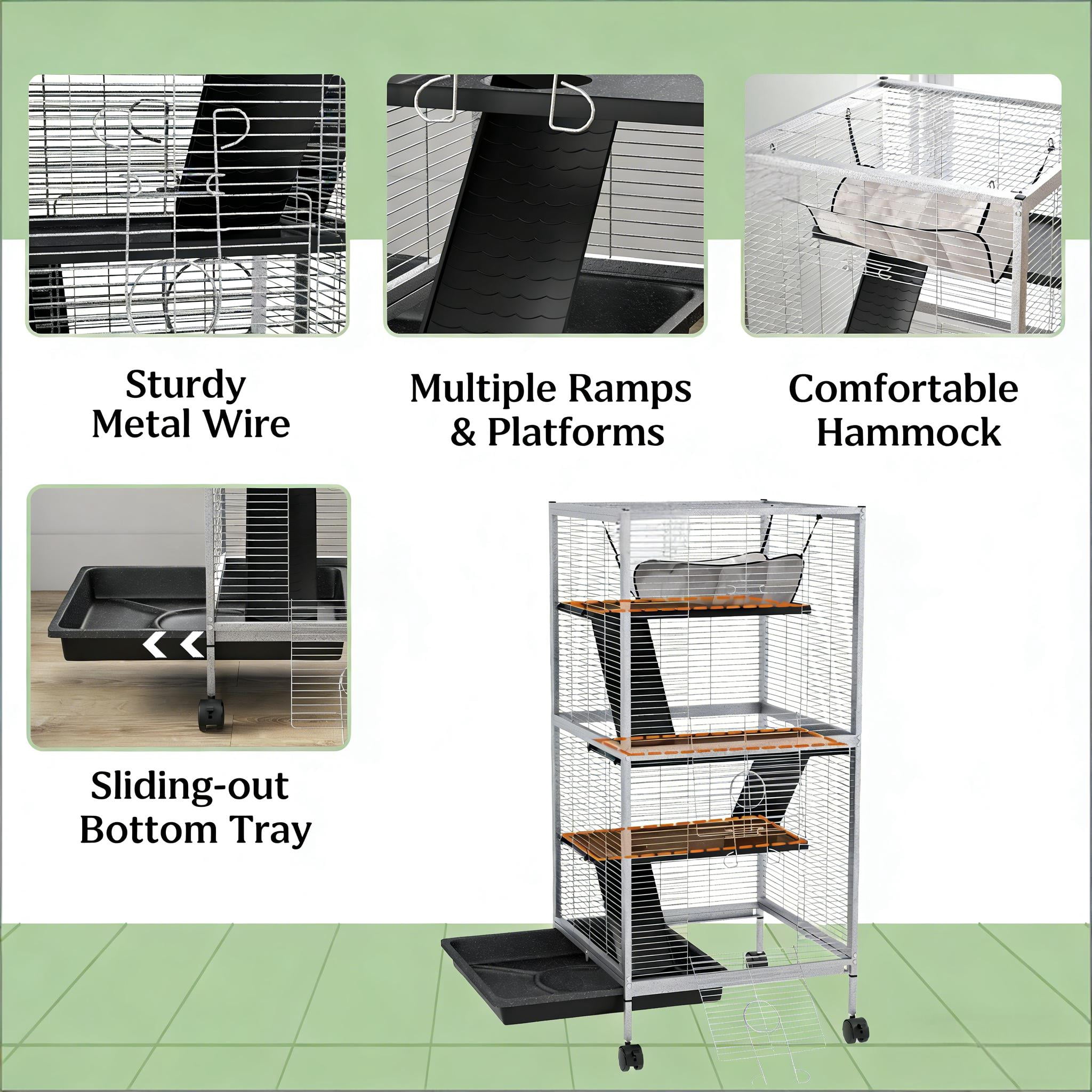 Spacious Pet House, Rolling Small Animal Hutch Cage, Small Pet Hutch