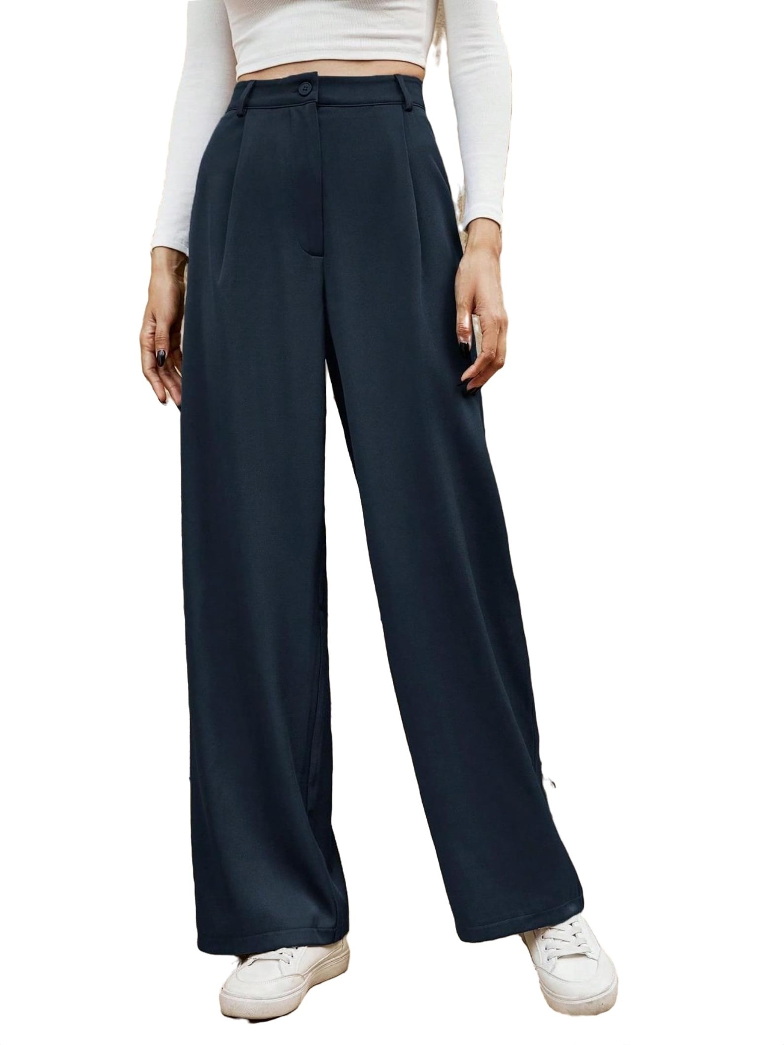 Casual Plain Straight Leg Grey Women Pants (Women's) 