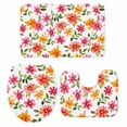 thumbnail image 2 of Spring Pink Orange Red Floral Bathroom Rugs Set Watercolor Flower Vintage Non Slip Absorbent Soft Bath Mats 3 Piece Set with Bathroom Rug, U-Shaped Floor Mat, Toilet Seat Cover Large Size, 2 of 9