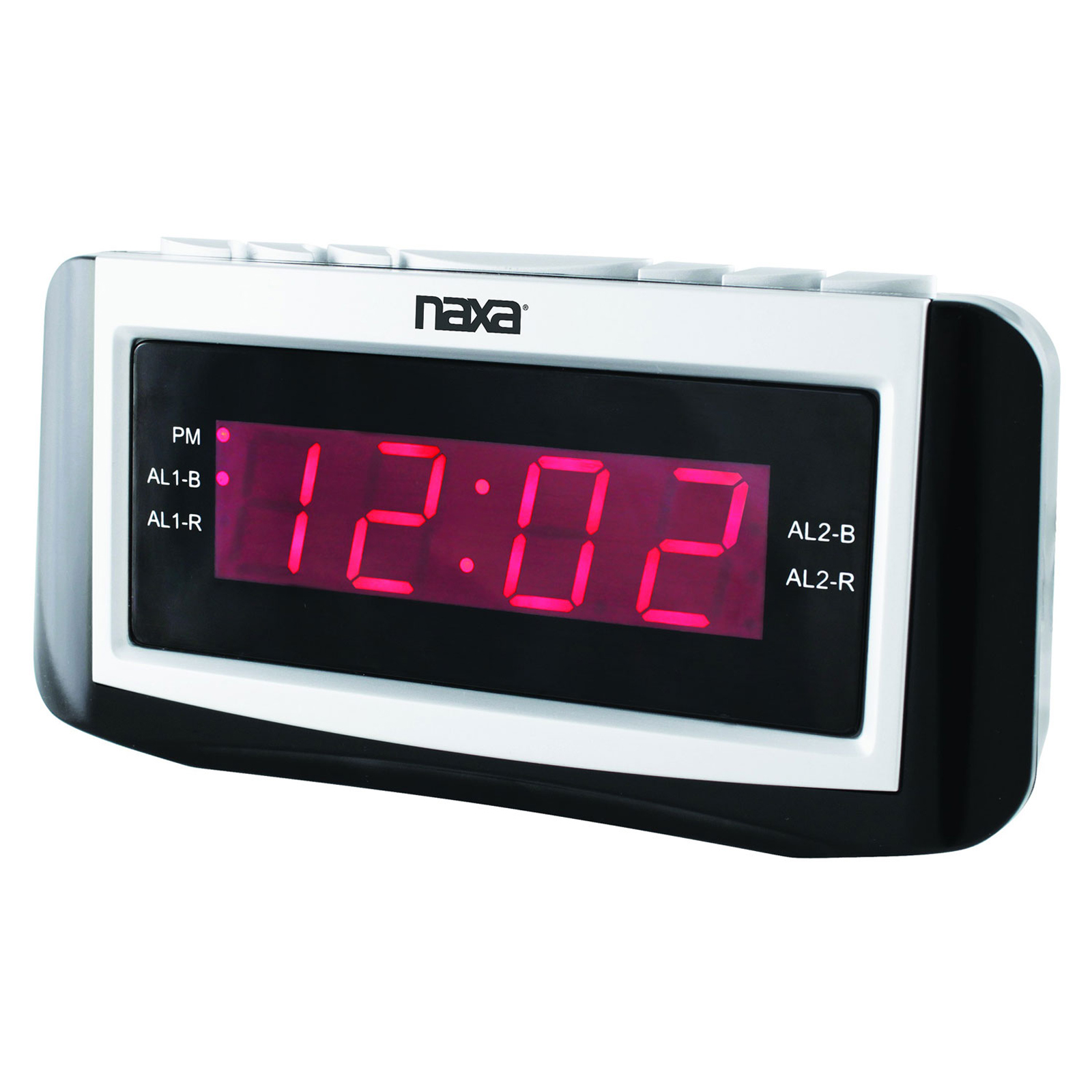 Naxa PLL Alarm Clock with AM/FM Radio, Snooze & Large LED Display