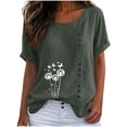 thumbnail image 5 of QUNYINEY Over Sized T Shirt Women Floral Short Sleeve Cotton Summer Tunic Tops Crew Neck Casual Pullover Loose Fit Button Shirts, 5 of 5