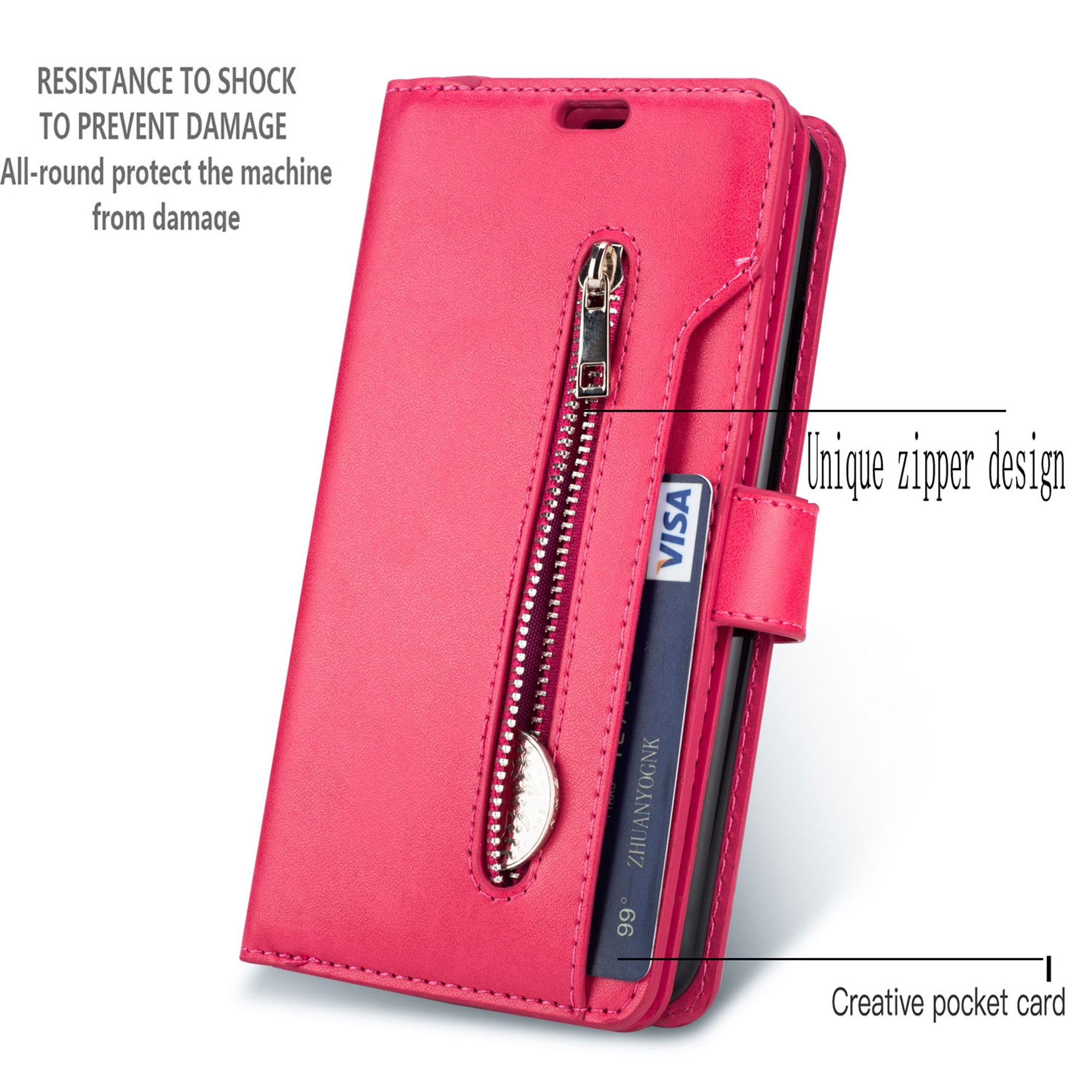 iPhone 11 Pro Max 6.5 inch Wallet Case, Dteck 9 Card Slots Premium Leather  Zipper Purse case Flip Kickstand Folio Magnetic with Wrist Strap Credit  Cash Cover For Apple iPhone 11 Pro