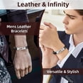 thumbnail image 5 of Men's Gift Leather Infinity Bracelet, Black Woven Leather Bracelet Stainless Steel Engraved Love You Forever Jewelry Gift Dad Husband Brother Boyfriend Son 7.5/8/9 inch, 5 of 5