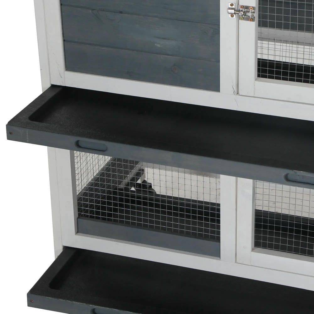 Barara King Large Rabbit Coop, Rabbit Coop, Outdoor Rabbit House,Wooden Rabbit Hutch Bunny Hutch with No Leak Tray Lockable Door Openable Top, Grey