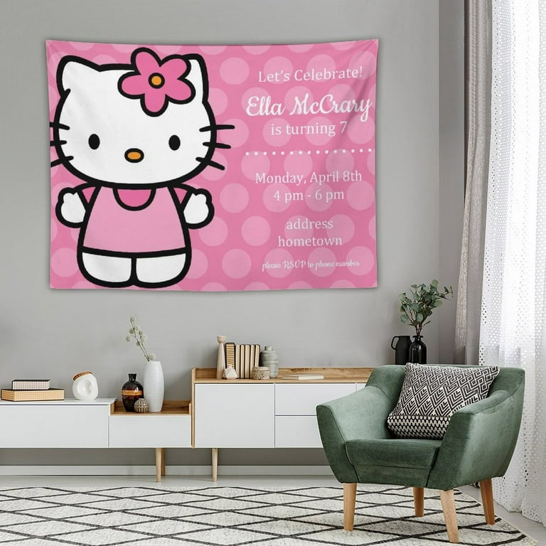 Hello Kitty Poster Hello Kitty Wall Decor Hello Kitty Room Decor Hello Kitty Birthday Party Room Decor Hello Tapestry Kid Tapestry Girl Tapestry Hello K Walmart